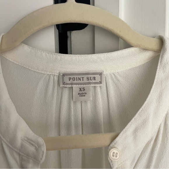 Point Sur Drapey Popover Top White 1/4 Button Down Blouse - Picture 3 of 5